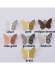 100 sztuk 11mm x 13mm Metal miedź motyl filigranowy okłady złącza urok DIY biżuteria akcesoria ustalenia materiały do biżuterii