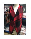 Jesień biurowa, damska kamizelka bez rękawów skręcić w dół szyi płaszcz z otwartym przodem sprawdź Plaid Cardigan Casual kobiety