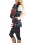 Jesień biurowa, damska kamizelka bez rękawów skręcić w dół szyi płaszcz z otwartym przodem sprawdź Plaid Cardigan Casual kobiety
