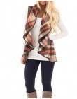 Jesień biurowa, damska kamizelka bez rękawów skręcić w dół szyi płaszcz z otwartym przodem sprawdź Plaid Cardigan Casual kobiety