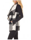 Jesień biurowa, damska kamizelka bez rękawów skręcić w dół szyi płaszcz z otwartym przodem sprawdź Plaid Cardigan Casual kobiety