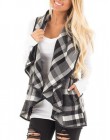 Jesień biurowa, damska kamizelka bez rękawów skręcić w dół szyi płaszcz z otwartym przodem sprawdź Plaid Cardigan Casual kobiety