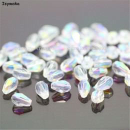 Isywaka 100 sztuk Teardrop koraliki kryształowe koraliki Austria Waterdrop luźne koraliki przekładki koralik dla DIY tworzenia b