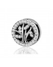 Prawdziwe 925 srebro odbicia olśniewający klip Charms okrągły kryształowa korona serce koraliki Fit oryginalny Pandora kobiety b