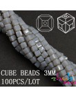 ZHUBI 100 sztuk 3mm moda Spacer Cube Faceted koralik z kryształkami Charms cukierki szklane kwadratowe koraliki do tworzenia biż