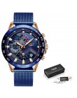 2019 nowy LIGE niebieski swobodna siateczka pas moda złoty zegarek kwarcowy męskie zegarki Top marka luksusowy wodoodporny zegar