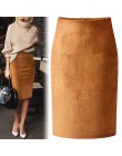Sexy wielokolorowy zamsz Midi spódnica ołówkowa kobiet 2018 moda elastyczny, wysoki stan urząd Lady spódnice bodycon Saias