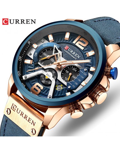 Luksusowa marka CURREN mężczyźni analogowy zegarek z paskiem ze skóry zegarki sportowe męska armia zegarek wojskowy mężczyzna da