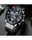 Zegarek CURREN Chronograph Sport męskie zegarki kwarcowe zegarek skórzany męski zegarek Relogio Masculino moda prezent dla mężcz