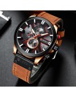 Zegarek CURREN Chronograph Sport męskie zegarki kwarcowe zegarek skórzany męski zegarek Relogio Masculino moda prezent dla mężcz