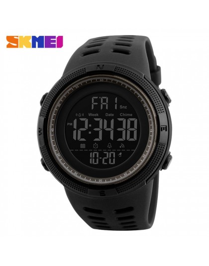 SKMEI 2019 moda zegarek sportowy do użytku na zewnątrz mężczyźni zegar zegarki wielofunkcyjne alarm chronometr 5Bar wodoodporny 