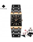 Mężczyźni zegarki Top marka luksusowe WWOOR złoty czarny kwadratowy zegarek kwarcowy mężczyźni 2020 wodoodporny złoty męski zega