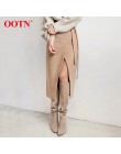 OOTN Khaki zamszowe długie spódnica kobiety jesień zima w stylu casual, kopertowa spódnica koronki Up kobiety spódnica midi z wy