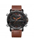 NAVIFORCE męskie zegarki do luksusowej marki męskie skórzane zegarki sportowe męskie kwarcowy LED cyfrowy zegar wodoodporny wojs