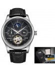 LIGE marka klasyczne męskie zegarki Retro automatyczny mechaniczny zegarek z mechanizmem Tourbillon zegar skórzany wodoodporny z