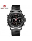 NAVIFORCE męskie zegarki Top luksusowa marka mężczyźni zegarki sportowe męskie kwarcowy LED cyfrowy zegar męski pełny stalowy wo