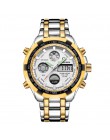 GOLDENHOUR luksusowej marki wodoodporny wojskowy Sport zegarki mężczyźni srebrny stal cyfrowy kwarcowy zegarek analogowy zegar R