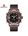 NAVIFORCE męskie zegarki Top luksusowa marka mężczyźni zegarki sportowe męskie kwarcowy LED cyfrowy zegar męski pełny stalowy wo