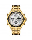 GOLDENHOUR luksusowej marki wodoodporny wojskowy Sport zegarki mężczyźni srebrny stal cyfrowy kwarcowy zegarek analogowy zegar R