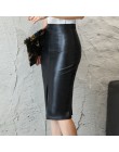 Aachoae czarna PU skórzana spódnica kobiet 2020 nowa Midi Sexy wysokiej talii Bodycon spódnica z rozcięciem ołówkowa do biura sp