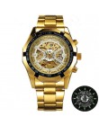 Zwycięzca zegarek mężczyźni szkielet automatyczny zegarek mechaniczny złoty szkieletowy Vintage Man zegarek męski zegarek typu F