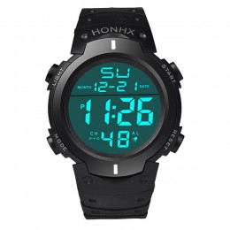 Zegarek męski wodoodporny męski chłopiec LCD stoper cyfrowy data gumowy Sport świecący zegarek na rękę luksusowe marki sportowy 
