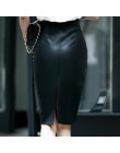 Aachoae czarna PU skórzana spódnica kobiet 2020 nowa Midi Sexy wysokiej talii Bodycon spódnica z rozcięciem ołówkowa do biura sp