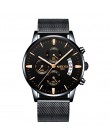 NIBOSI męskie zegarki chronograf sportowe męskie zegarki Top marka luksusowe wodoodporne pełne stalowe kwarcowy złoty zegar mężc