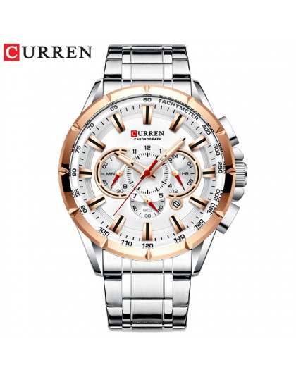 CURREN męski zegarek luksusowej marki niebieski kwarc zegarek sportowy chronograf zegar męski pasek ze stali nierdzewnej moda ze