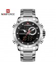 NAVIFORCE mężczyźni wojskowy Sport Wrist Watch złoty kwarc stal wodoodporny podwójny wyświetlacz męski zegar zegarki Relogio Mas