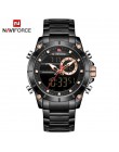 NAVIFORCE mężczyźni wojskowy Sport Wrist Watch złoty kwarc stal wodoodporny podwójny wyświetlacz męski zegar zegarki Relogio Mas