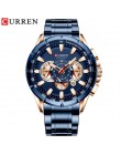 CURREN męski zegarek luksusowej marki niebieski kwarc zegarek sportowy chronograf zegar męski pasek ze stali nierdzewnej moda ze
