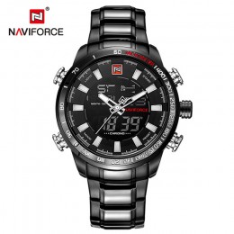 NAVIFORCE luksusowa marka mężczyźni wojskowy Sport zegarki męskie cyfrowy kwarcowy zegar pełna stal wodoodporny zegarek na rękę 