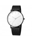 Luksusowy zegarek mężczyźni Mesh ultra-cienka stal nierdzewna czarna bransoletka na rękę zegarek męski zegar reloj hombre relogi
