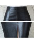 Aachoae czarna PU skórzana spódnica kobiet 2020 nowa Midi Sexy wysokiej talii Bodycon spódnica z rozcięciem ołówkowa do biura sp