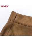 OOTN Khaki zamszowe długie spódnica kobiety jesień zima w stylu casual, kopertowa spódnica koronki Up kobiety spódnica midi z wy