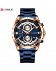 CURREN kreatywny Design zegarki mężczyźni luksusowy zegarek kwarcowy z chronograf ze stali nierdzewnej Sport zegarek męski zegar