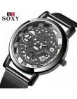 SOXY zegarek 2019 szkielet Wrist Watch mężczyźni prosty styl pasek z siatki mężczyźni kobiety zegarki kwarcowe unisex zegarki z 