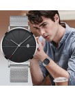 Relogio Masculino zegarek męski luksusowe Ultra cienki zegarek mężczyźni stali nierdzewnej siatki pas mody zegarek Monte Homme z