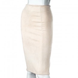Aonibeier kobiety zamszowe stałe kolorowy ołówek spódnica kobiet jesień zima wysokiej talii Bodycon Vintage podział grube rozcią