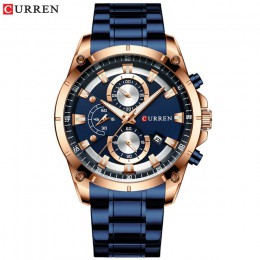 CURREN kreatywny Design zegarki mężczyźni luksusowy zegarek kwarcowy z chronograf ze stali nierdzewnej Sport zegarek męski zegar