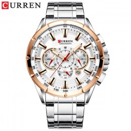 CURREN Top Luxury Brand Men zegarek kwarcowy zegarek sportowy chronograf zegar męski pasek ze stali nierdzewnej moda zegarek biz