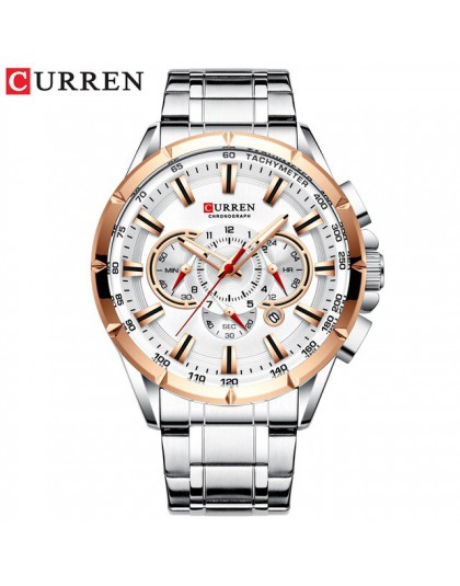 CURREN Top Luxury Brand Men zegarek kwarcowy zegarek sportowy chronograf zegar męski pasek ze stali nierdzewnej moda zegarek biz