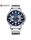 CURREN Top Luxury Brand Men zegarek kwarcowy zegarek sportowy chronograf zegar męski pasek ze stali nierdzewnej moda zegarek biz