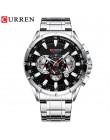 CURREN Top Luxury Brand Men zegarek kwarcowy zegarek sportowy chronograf zegar męski pasek ze stali nierdzewnej moda zegarek biz