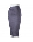 Aonibeier kobiety zamszowe stałe kolorowy ołówek spódnica kobiet jesień zima wysokiej talii Bodycon Vintage podział grube rozcią