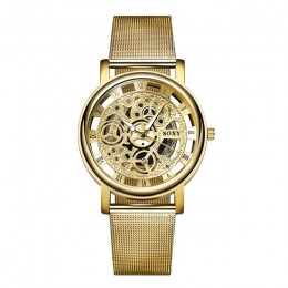 Moda SOXY zegarek srebrny i złoty luksus Hollow stalowe zegarki mężczyźni kobiety Unisex Hombre zegarek kwarcowy zegar Retro Rel