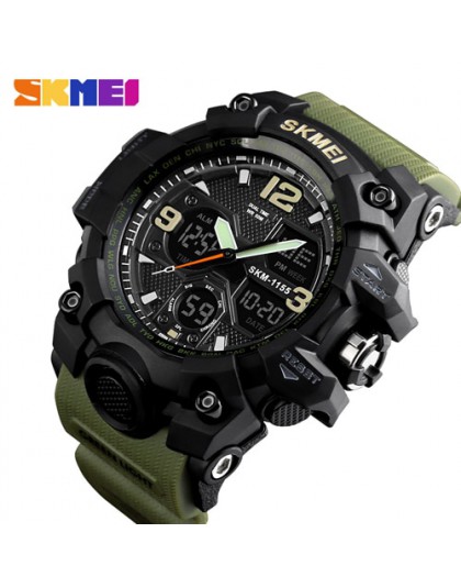 Marka skmei luksusowe wojskowe zegarki sportowe mężczyźni kwarcowy analogowy LED cyfrowy zegar człowiek wodoodporny podwójny wyś