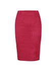 Sexy wielokolorowy zamsz Midi spódnica ołówkowa kobiet 2018 moda elastyczny, wysoki stan urząd Lady spódnice bodycon Saias