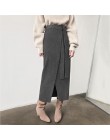 OOTN Khaki zamszowe długie spódnica kobiety jesień zima w stylu casual, kopertowa spódnica koronki Up kobiety spódnica midi z wy